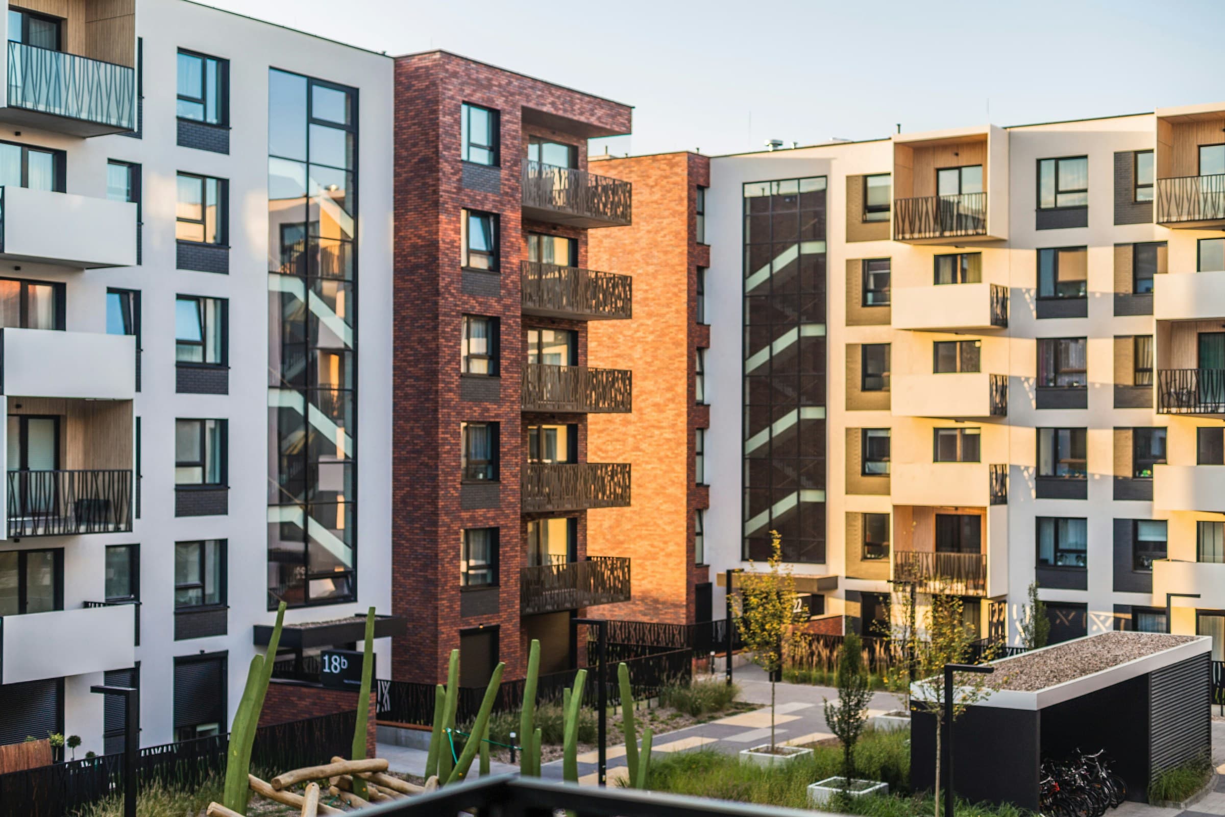 Modern residential investment property — luxury apartment community exterior